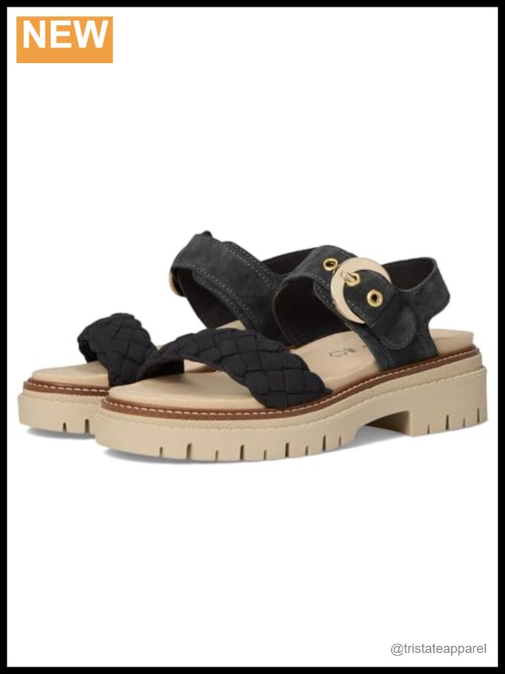 Suede Backstrap Sandal Braided Buckle Block Heel Open Toe Platform